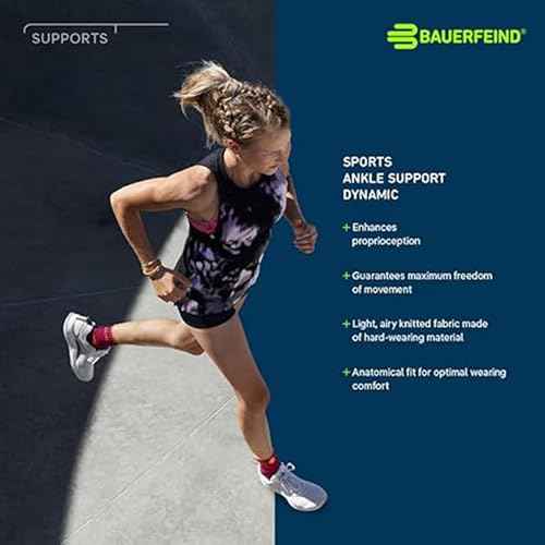 Bauerfeind Sports Ankle Support Dynamic - Ankle Compression Sleeve for Freedom of Movement - 3D AirKnit Fabric for Breathability - Premium Quality & Washable (M, Rivera)
