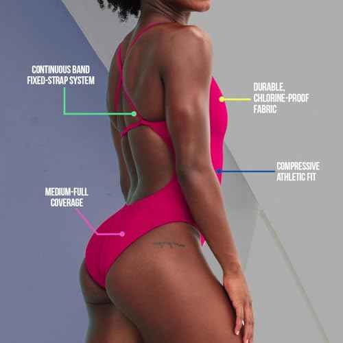 JOLYN Brandon Fixed Back Women's Athletic One Piece Swimsuit for Competitive Swimming, Lifeguarding, Medium-Full Coverage