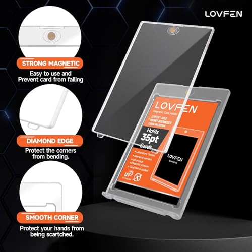 50 Pack Magnetic Card Holders for Trading Cards - Hard Plastic Protectors, UV & Water Resistant with Magnetic Closure