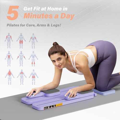 Upgraded Pilates Reformer Machine - 6-in-1 Fitness Board & Pilates Equipment Set with Ab Workout Equipment, Multifunctional Push-Up Board, Resistance Bands, Balance Board & Timer for Full Body Workout