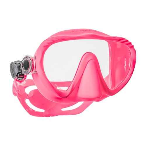 SCUBAPRO Ghost Scuba Dive Mask, Low-Volume Frameless Design w/Ultra Clear Single Lens, Silicone Skirt and Easy-Adjust Strap Buckles, Pink