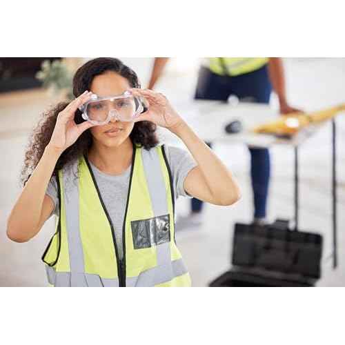 keebomed Chemical Splash Impact Safety Goggle ? Adjustable Soft PVC Frame, Clear Polyvinyl Chloride Lens, Reusable Eye Protection for Lab, Construction, Painting ? 1?Pack, 1?Year Warranty
