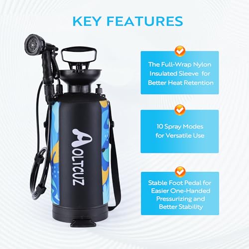 8L Portable Camping Shower with 10 Spray Modes - Handheld Outdoor Rinse