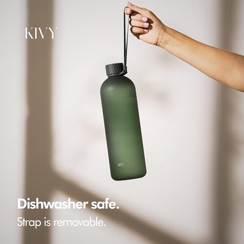 KIVY 50oz Water Bottle Tritan BPA Free Shatterproof with Measurements - Green, Dark 01