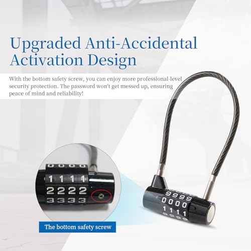 Combination Lock Cable Lock with 4 Digits Cabinet Lock with 18" Durable Cable Ideal for lockers, Gym, gate, Fence, Toolbox, case, hasp Storage and Outdoor£¨47.6£© (18")