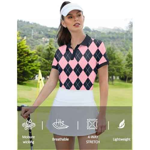 LOMON Womens Golf Polo Shirts Short Sleeve Collared Tops Lightweight Moisture Wicking Tennis Activewear S-XXL