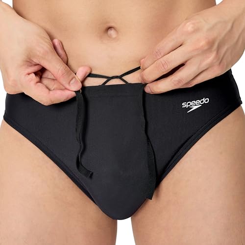 Speedo Men’s Endurasoft Solid Brief Swimsuit – 36 / Team Black