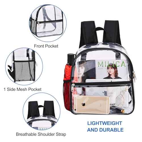 USPECLARE Clear Backpack for Stadium Approved 12¡¿6¡¿12, Water proof Clear Bag for Stadium Events and Concert Work Sport Event