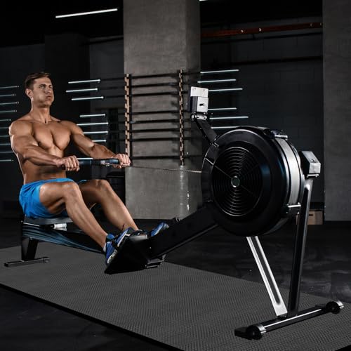 96 x 30 Inch Exercise Equipment Floor Mat for Rowing Treadmill & Bike - Durable Rubber, Vibration Absorbing, with Storage Bag and Towel