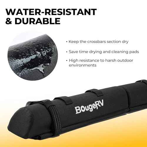 BougeRV 2.0 Soft Roof Rack Pads for Crossbars Protective, Water-Resistant Pads Surfboard Car Rack SUP Kayak Canoe Ladder Luggage Carrier, Universal for Cross Bars, Include 2 Endless Ratchet Straps