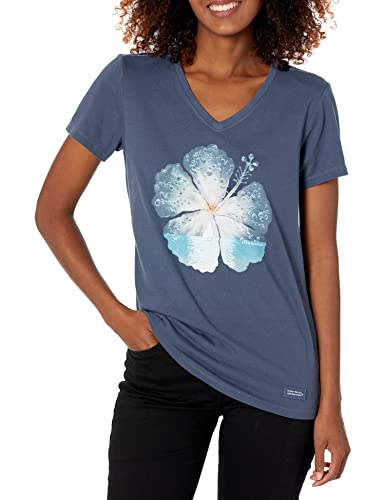 Life is Good Women's Crusher T-Shirt XL Darkest Blue Hibiscus Sail Graphic