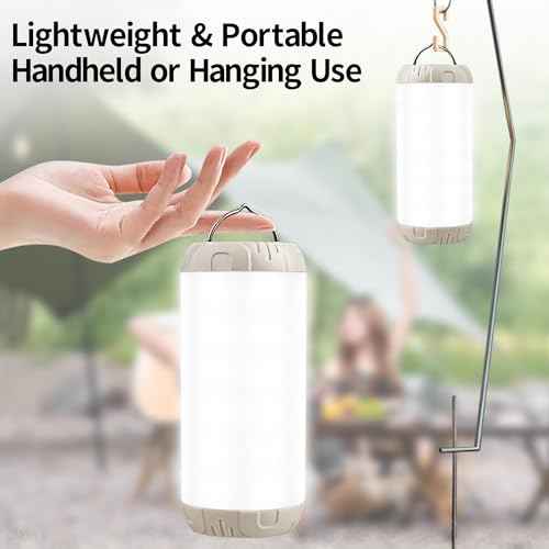 Rechargeable Camping Lantern, 1200 Lumens Ultra Bright Portable LED Lantern, Up to 80 Hours Runtime, IP68 Waterproof, 3 Light Modes + SOS Emergency Light for Power Outages, Hiking, Hurricane