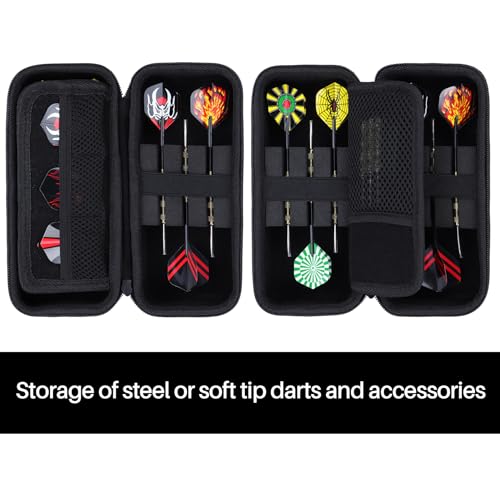 All Black Dart Case for 6 Darts with Accessories - Hard Protective Storage