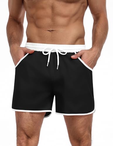 Men's Quick Dry Swim Trunks Color Block Board Shorts with Mesh Liner