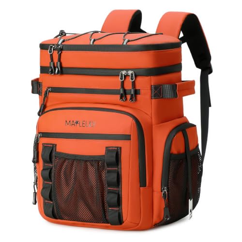 MAPLELILY Insulated Leakproof Backpack Cooler - Vibrant Orange, 12-Hour Ice Retention