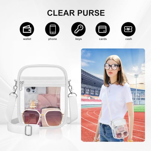 Small Women's Clear Bag for Stadium Events - White, Medium - UEASE