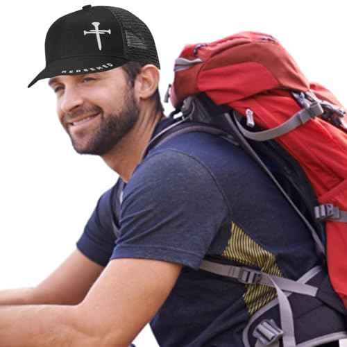 Christian Hats for Men Women with Gift Box, Embroidered Three Nails Cross Baseball Caps, Adjustable Mesh Outdoor Hat