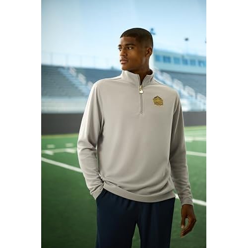 Haggar Pro Football Hall of Fame Mock Neck Ribbed Quarter Zip Pullover