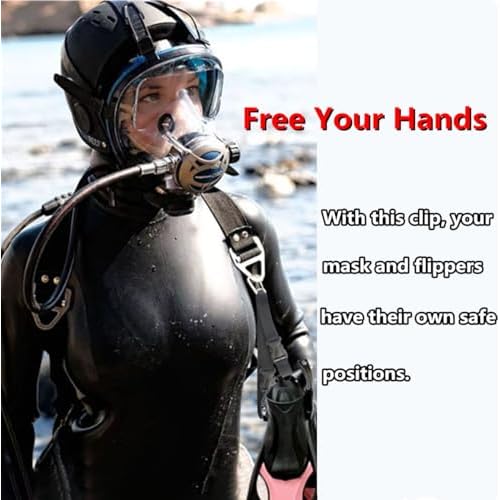 2Pcs Scuba Fin Holder & Mask Clip£¬Diving Fins Keeper and Mask Clip with 2 Quick-Release Loop Lanyard Webbing Strap, Scuba Diving Accessories
