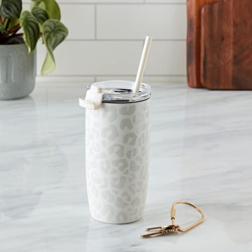 Simple Modern 16oz Leopard Travel Coffee Mug with Lid - Cream Leopard Pattern
