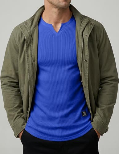 JMIERR Men's Muscle Fit V-Neck T-Shirt Short Sleeve Workout Tee Medium Dark Blue