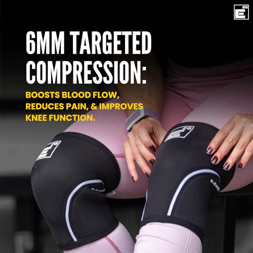 Large Knee Sleeves for Weight Lifting Support with Gym Bag - Black & White