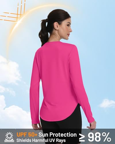 Women's Sun Shirt Long Sleeve UPF 50+ Rash Guard - X-Small Rose Red