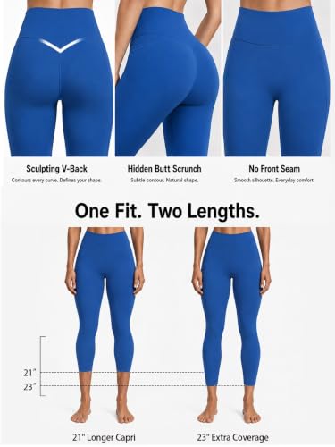 Sunzel Sustainable Butt Lifting Capri Leggings with Pockets - 21 Inch Inseam, Medium, Black