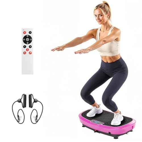 VEVOR Vibration Plate Exercise Machine, Whole Body Shaker for Lymphatic Drainage and Weight Loss, Home Workout Gym Fitness Equipment with 2 Resistance Bands, Vibrating Platform for Women Men