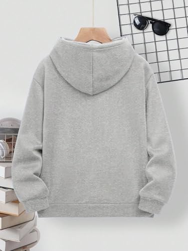 Boy's Letter Graphic Hooded Sweatshirt Long Sleeve Drop Shoulder Streetwear