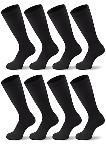 Duufin 8 Pairs Youth Men Women Football Socks Black Size 10-13 Sports Athletic Crew Socks