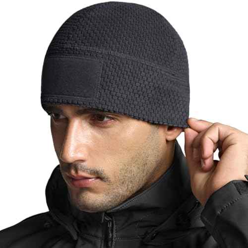 CQR Men's Fleece Tactical Beanie, Lightweight Army Military Skull Cap, Soft Warm Winter Hat with Small Pocket
