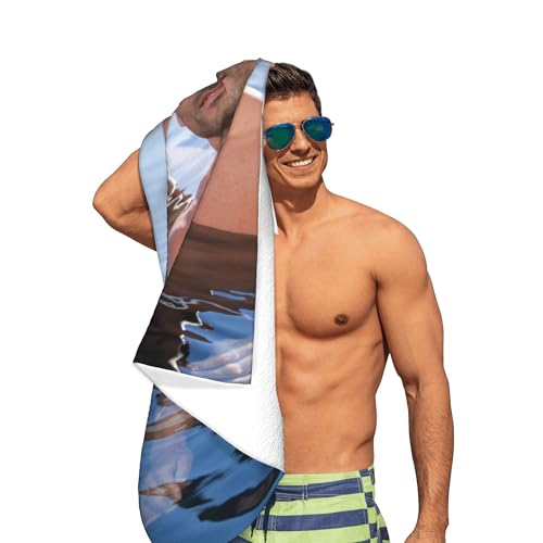 Custom Beach Towels Add Your Photo Text Towels for Kids Adults, Sandproof Absorbent for Beach, Bath, Pool, Personalized Picture Gifts for Girls Boys A-Customized 32×52in