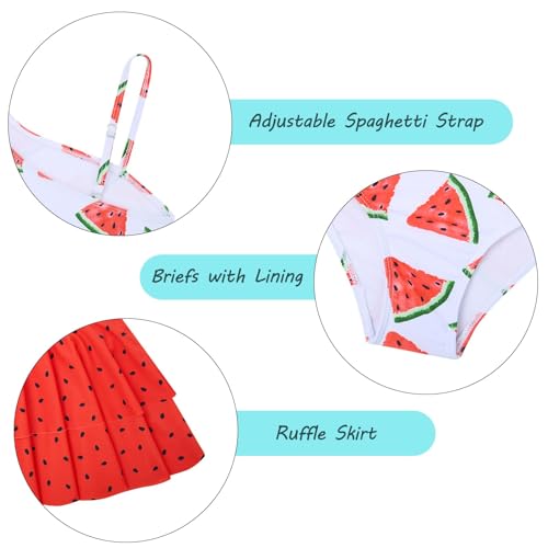 Girls Swimsuit 3-Piece Bathing Suit Set - Watermelon, 7-8 Years