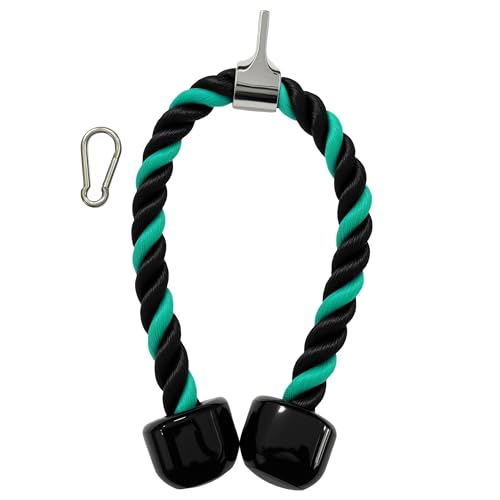 Nylon Tricep Rope for Cable Machine Workout Accessory - Green & Black