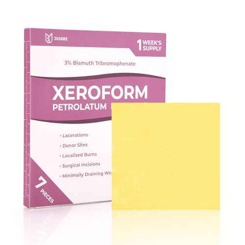 Xeroform Petrolatum Dressing 4"x4" Gauze - Non Stick Gauze Pads, Medical Soft Fine Mesh Patch for Wound Care, Burns, Lacerations, Skin Grafts & Surgical Incisions, 7 Individual Pack