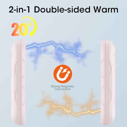Rechargeable Hand Warmers 2 Pack, WXX 2 in 1 Electric Hand Warmer, 6000mAh Portable Pocket Warmers Dual-Sided Safe Heating, Electronic Winter Gifts for Men Women Kids, Golf, Outdoors
