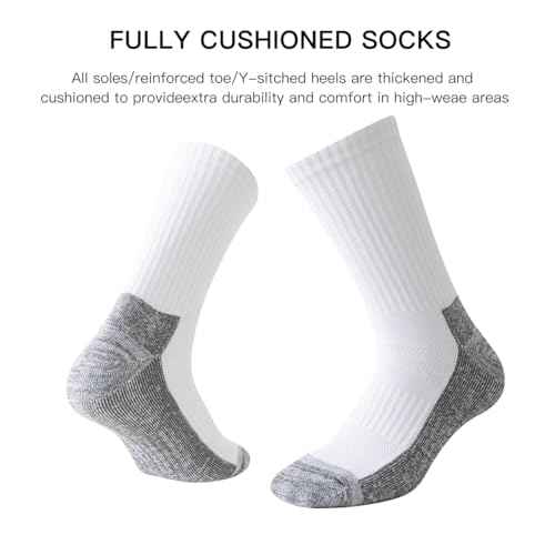 JOYN?E 8 Pair Mens Thick Cushioned Athletic Crew Socks Breathable Moisture Wicking Work Running Socks for Men Size 9-12/12-15
