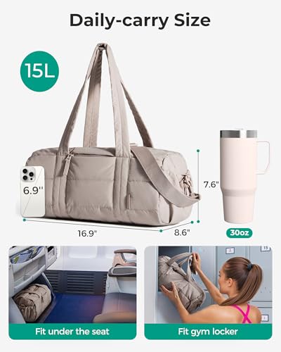15L Pink Yoga Mat Bag for Women Gym & Travel Duffle with Wet Pocket