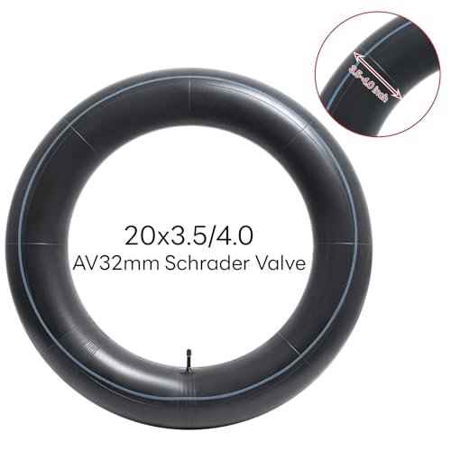 20x3.5 20x4.0 Heavy Duty Fat E-Bike Tube, 20" Replacement Fat Bicycle Inner Tube(Single), Reliable 20 x 3.5-4.0 Bike Inner Tube AV32mm Schrader Valve for City/Road/Mountain/Electric Cycling Scenarios