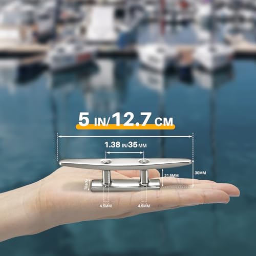 5 Inch Marine Grade Stainless Steel Boat Cleats Pack of 4 with Installation Hardware