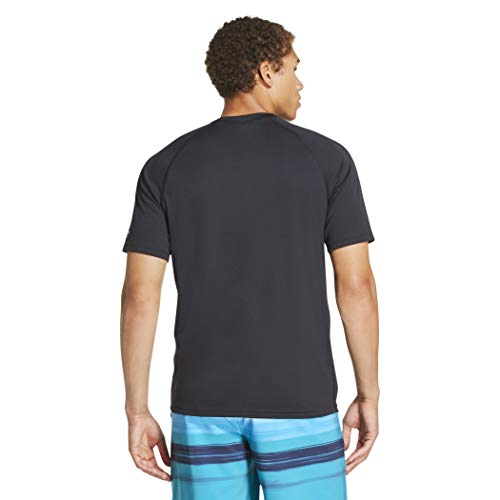 Speedo Men's UV Swim Shirt Short Sleeve Solid Large Black - Quick Dry Sun Protection