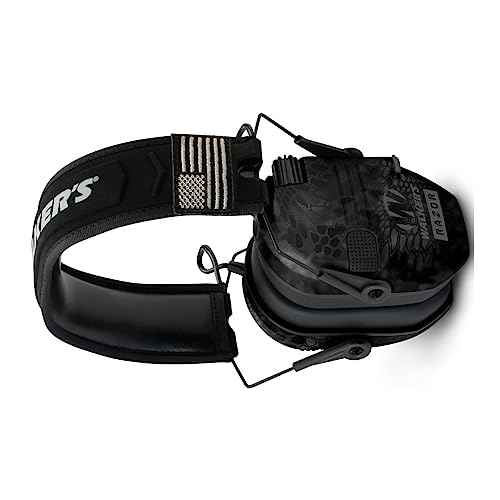 Walker's Razor Patriot Series Hi-Gain Omnidirectional Microphone Adjustable Range Shooting Hunting Hearing Protection Electronic Earmuffs (Kryptek Camo) Bundle with Protective Glasses (2-Pack)