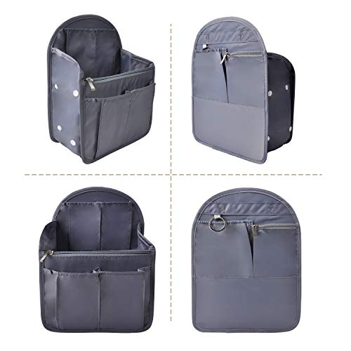 Vercord Travel Backpack Organizer Insert Liner - Medium Grey with Multiple Pockets