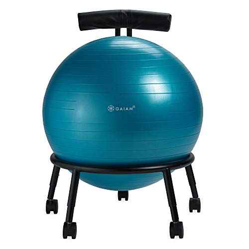 Gaiam Custom-Fit Balance Ball Chair - Exercise Stability Ball Adjustable Desk Chair for Home or Office with 55cm Yoga Ball, Air Pump, Exercise Guide and Satisfaction Guarantee