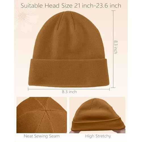 ROYBENS Satin Lined Beanie, 100% Cotton Beanies Hats for Men Women, Slouchy Knit Cuffed Winter Warm Soft Skull Cap Hat