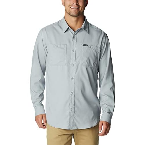Columbia Men's Utilizer Woven Long Sleeve, Grey, Medium