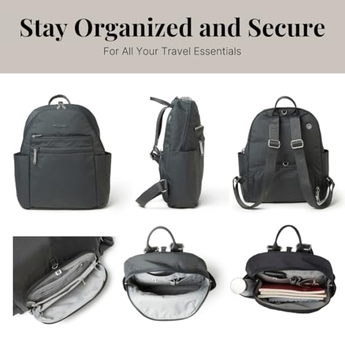 Securtex¢ç Anti-theft Vacation Travel Backpack 10x13" Slash-Resistant Nylon Daypack w/RFID, Charcoal