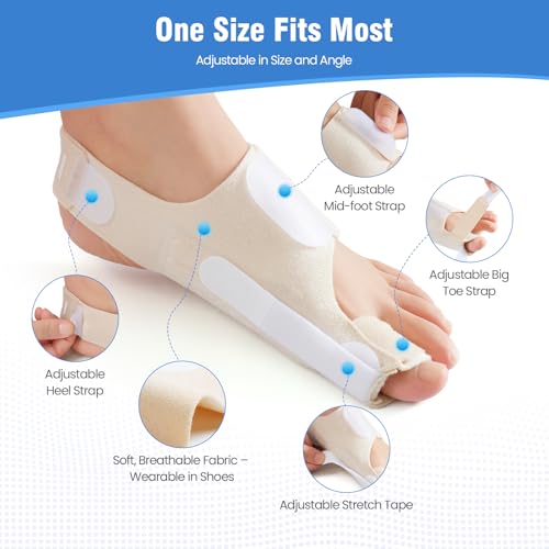 Bunion Corrector for Women Big Toe & Men ? Adjustable Bunion Splint with Gel Pad for Bunion Relief ? One Size Fits Most, 1 Pair