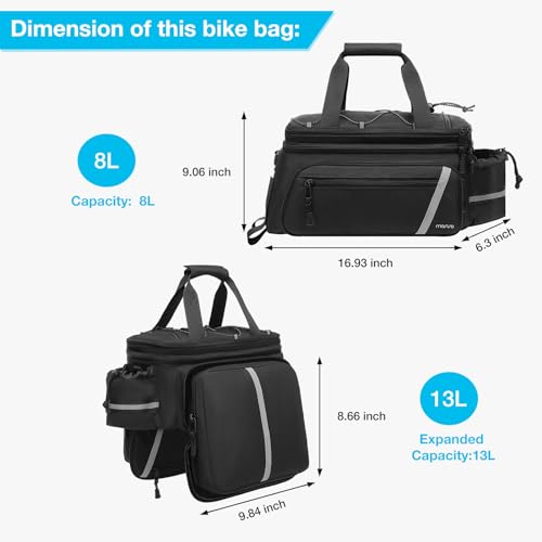 MOSISO Bike Rack Bag with Rain Cover, Insulated Cooler, Black - 8L Capacity